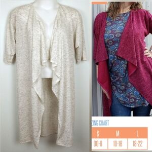 LuLaRoe Shirley Cream Open Front Cardigan  Sizing M/10-18